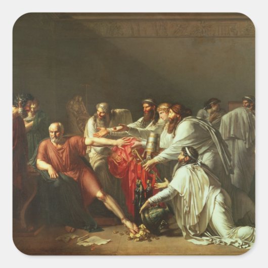 Hippocrates weigert de cadeaus van Artaxerxes I Vierkante Sticker (Voorkant)