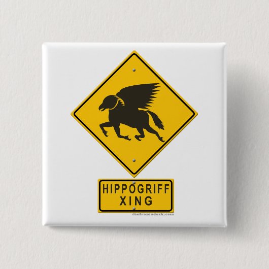 Hippogriff XING Vierkante Button 5,1 Cm (Voorkant)