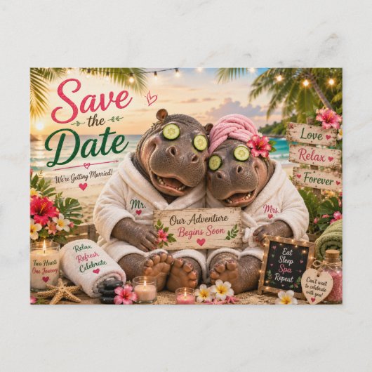 Hippokoepel Tropisch Spa Save the Date Briefkaart (Voorkant)