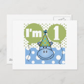 Hippopotamus 1e Verjaardag Tshirts en geschenken Briefkaart (Voorkant / Achterkant)