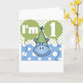 Hippopotamus 1e Verjaardag Tshirts en geschenken Kaart (Gele Bloem)