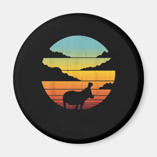 Hippopotamus 60s 70s Hippo | Hippo Lover Magneet (Voorkant)