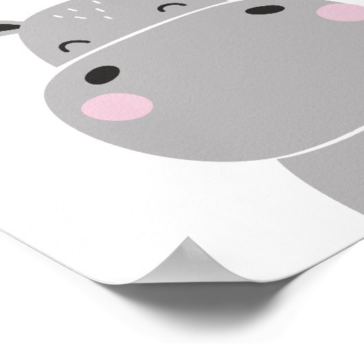 Hippopotamus Animal Nursery Wall Art Poster (Hoek)