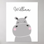 Hippopotamus Animal Nursery Wall Art Poster (Voorkant)