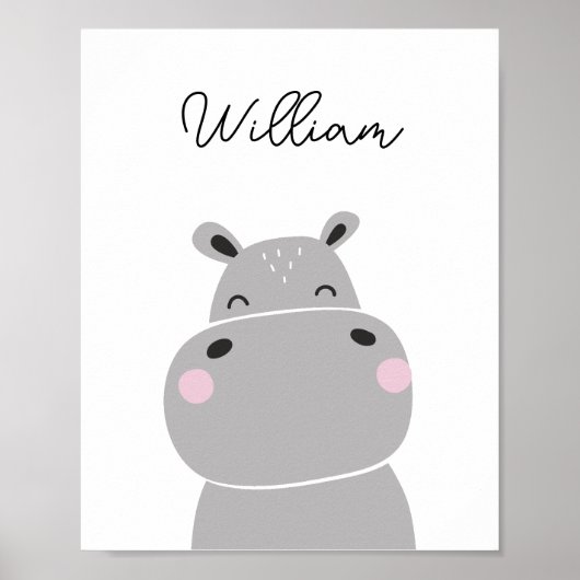 Hippopotamus Animal Nursery Wall Art Poster (Voorkant)