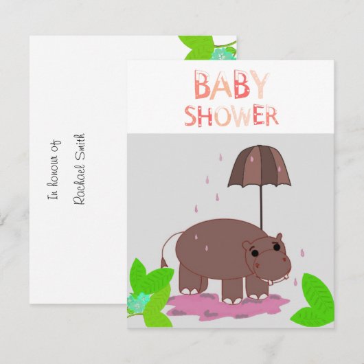 Hippopotamus Baby shower Kaart (Voorkant / Achterkant)