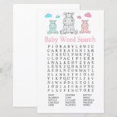 Hippopotamus Baby shower Word Search Game (Voorkant / Achterkant)