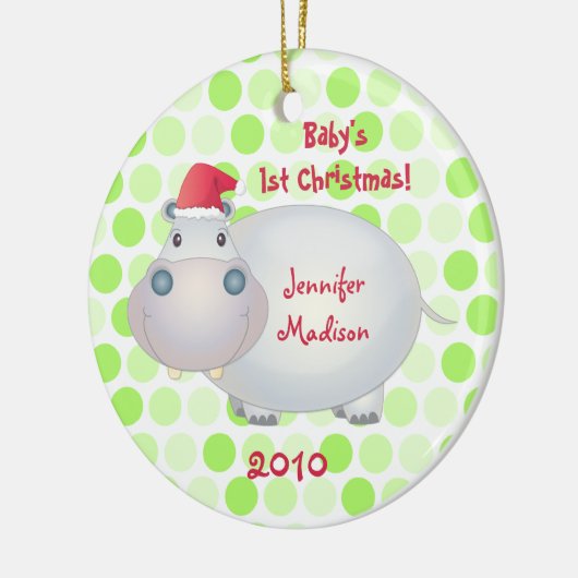 Hippopotamus Babys Eerste Kerstmis Ornament (Links)