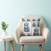 Hippopotamus Blauwe print Kussen (Stoel)