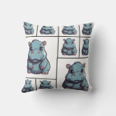 Hippopotamus Blauwe print Kussen (Achterkant)