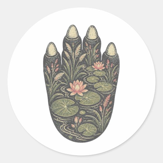 Hippopotamus Botanical Footprint Nature Sticker (Voorkant)