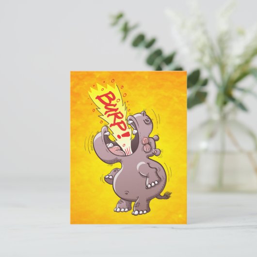Hippopotamus Burping Louly Briefkaart (Staand voorkant)