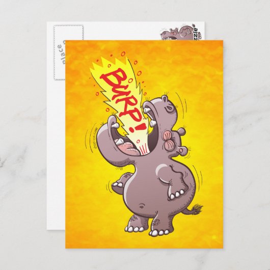 Hippopotamus Burping Louly Briefkaart (Voorkant / Achterkant)