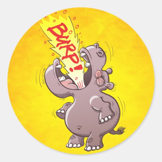 Hippopotamus Burping Louly Ronde Sticker (Voorkant)