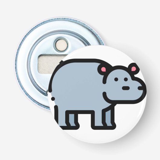 Hippopotamus Button Flesopener (Voorkant)