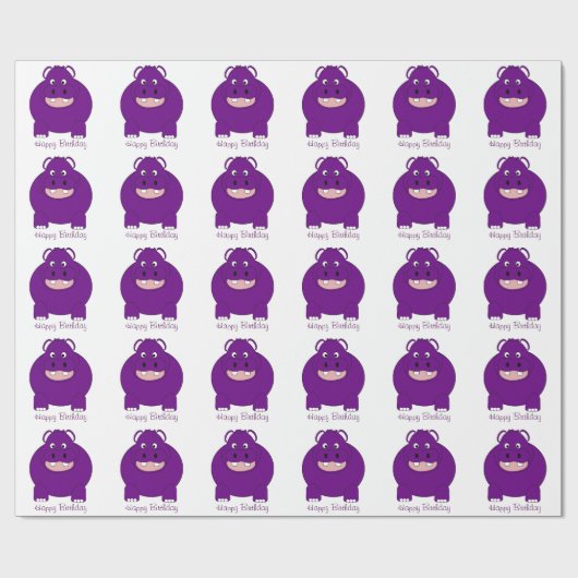 Hippopotamus Design Birthday Cadeaupapier (Vlak)