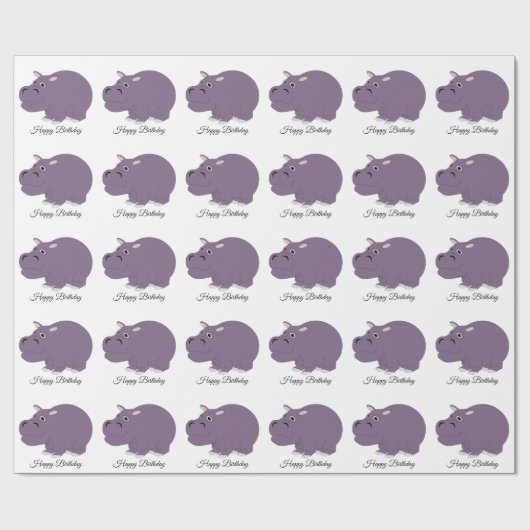 Hippopotamus Design Birthday Cadeaupapier (Vlak)