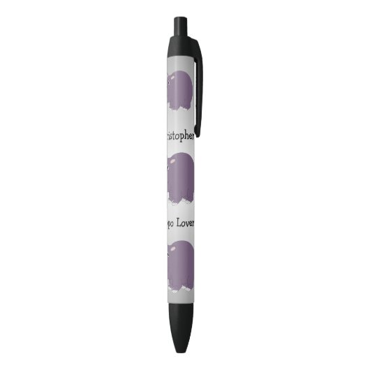Hippopotamus Design Black Ink Pen (Achterkant (Verticaal))