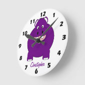 Hippopotamus Design Personalised Ronde Klok (Hoek)