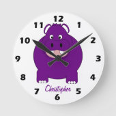 Hippopotamus Design Personalised Ronde Klok (Voorkant)