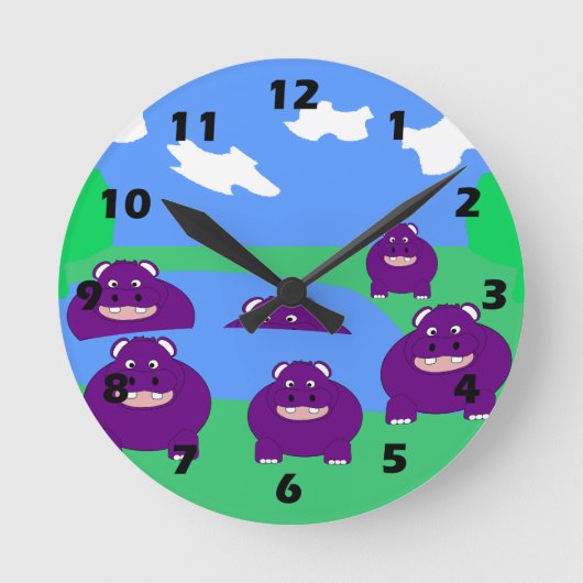 Hippopotamus Design Ronde Klok (Voorkant)