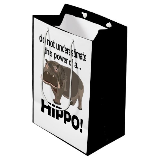 Hippopotamus Dier Grappig Hippo Medium Cadeauzakje (Voorkant Gekanteld)