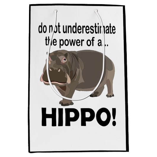 Hippopotamus Dier Grappig Hippo Medium Cadeauzakje (Voorkant)