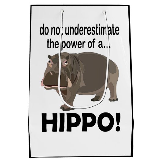 Hippopotamus Dier Grappig Hippo Medium Cadeauzakje (Achterkant)