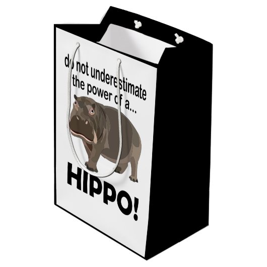 Hippopotamus Dier Grappig Hippo Medium Cadeauzakje (Achterkant Gekanteld)