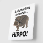Hippopotamus Dier Grappig Hippo Vierkante Klok (Hoek)