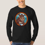 Hippopotamus Drinking Coffee Cute Hippo Wildlife 1 T-shirt (Voorkant)