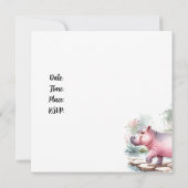 Hippopotamus en Butterfly Verjaardag Uitnodiging (Achterkant)