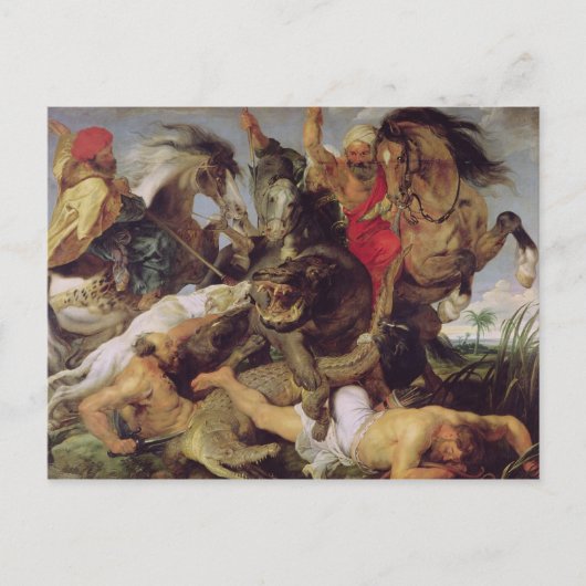 Hippopotamus en Crocodile Hunt, c.1615-16 Briefkaart (Voorkant)