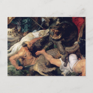 Hippopotamus en Crocodile Hunt, c.1615-16 Briefkaart