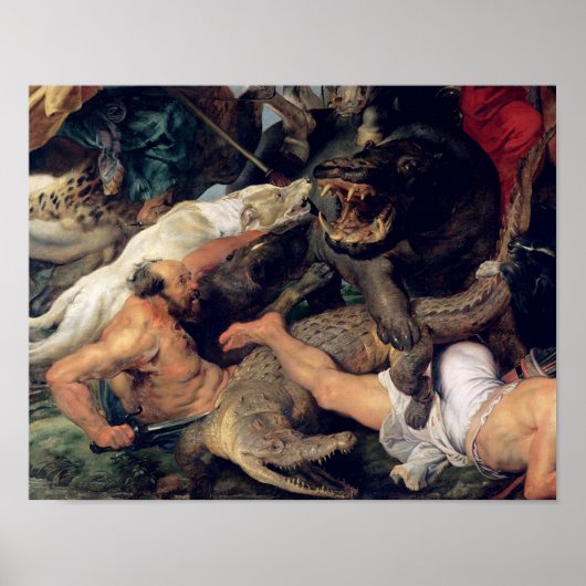 Hippopotamus en Crocodile Hunt, c.1615-16 Poster (Voorkant)