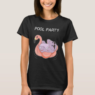 Hippopotamus Flamingo Float Zwembad Party Grappige T-shirt