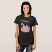 Hippopotamus Flamingo Float Zwembad Party Grappige T-shirt (Voorkant volledig)