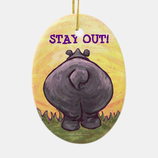 Hippopotamus Gifts & Accessoires Keramisch Ornament (Achterkant)