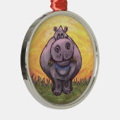 Hippopotamus Gifts & Accessoires Metalen Ornament (Rechts)