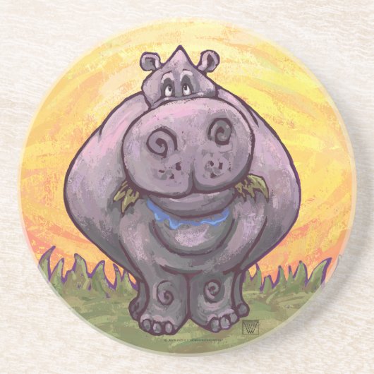 Hippopotamus Gifts & Accessoires Zandsteen Onderzetter (Voorkant)