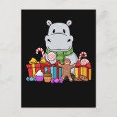 Hippopotamus Gifts Kinder Kerstmis Hippo Briefkaart (Voorkant)