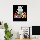 Hippopotamus Gifts Kinder Kerstmis Hippo Poster (Thuiskantoor)