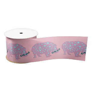 Hippopotamus Girlie Satin Ribbon, 2 Yard Spool Satijnen Lint