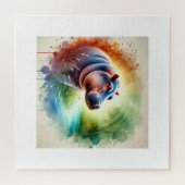 Hippopotamus Harmony 070724AREF126 - Watercolor Legpuzzel (Horizontaal)