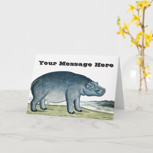 Hippopotamus - Hippo - Africa Animal - Cute Hippo Kaart (Gele Bloem)