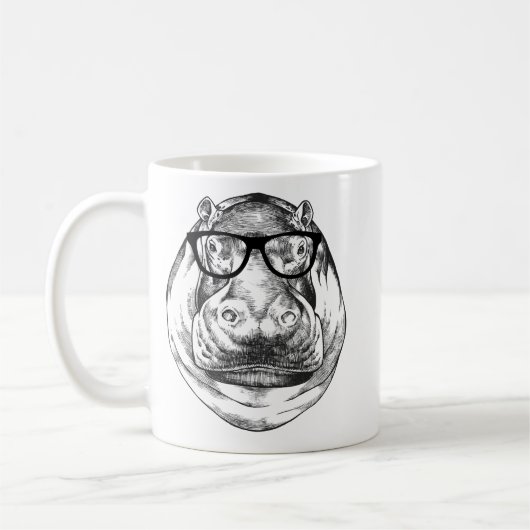 Hippopotamus Hippo Nerdy Glasses Hippopotamus 78 H Koffiemok (Links)