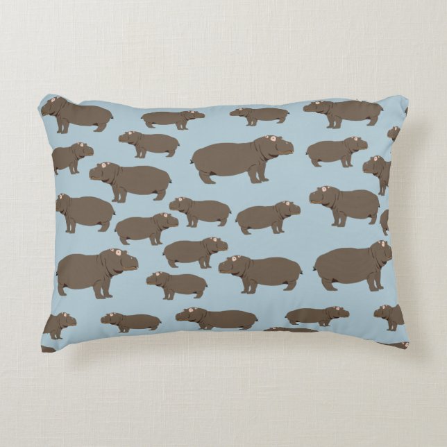 Hippopotamus Hippo Pattern Accent Kussen (Voorkant)