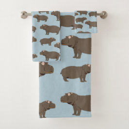 Hippopotamus Hippo Pattern Bad Handdoek