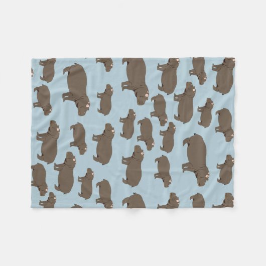 Hippopotamus Hippo Pattern Fleece Deken (Voorkant (Horizontaal))