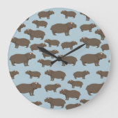 Hippopotamus Hippo Pattern Grote Klok (Voorkant)